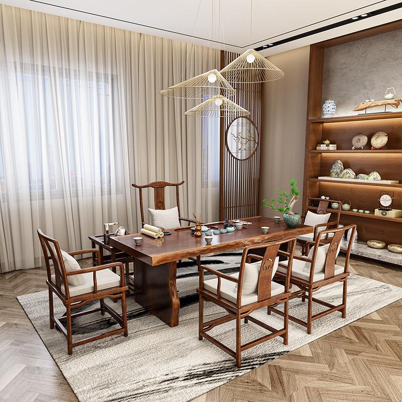 木桌椅组合 公室原木泡茶茶桌 BTP禅意客厅接办待功夫实茶台