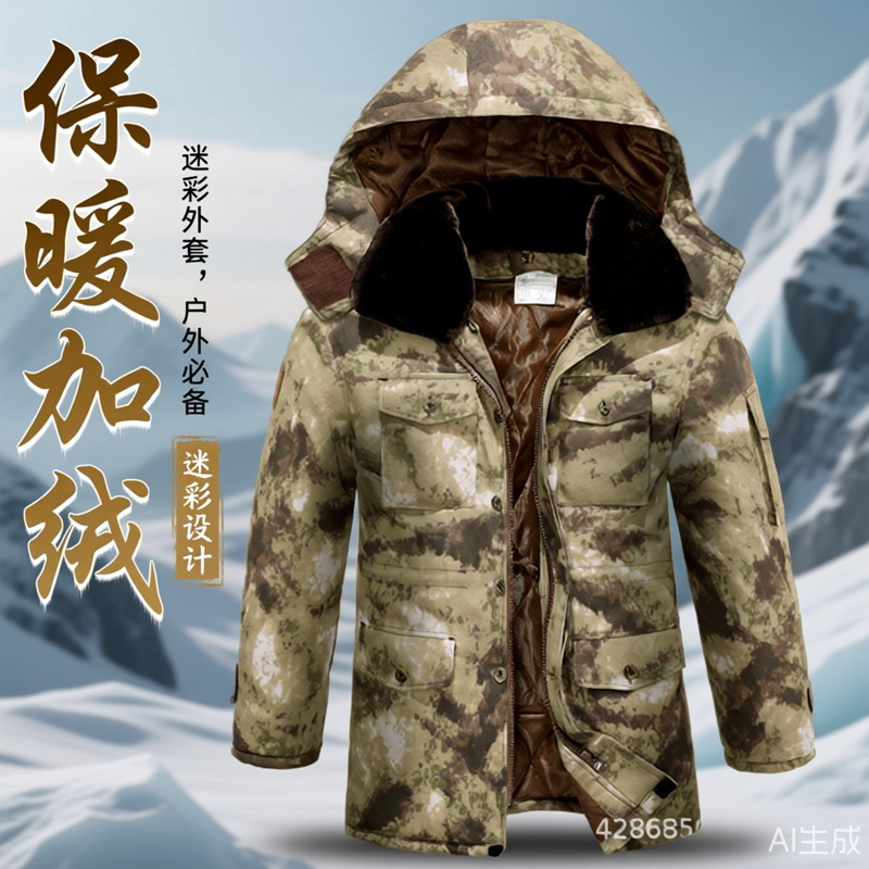 工作服男装冬装棉袄户外迷彩大棉衣冬季加厚外套男劳保服防寒保暖