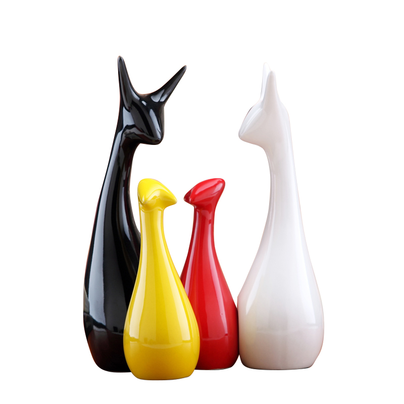 酒柜装饰品客厅小摆件 家居玄关电视柜装饰工艺礼品摆饰 Y三口鹿