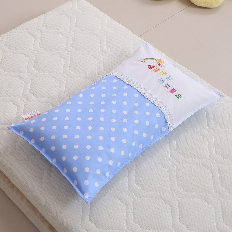 儿童枕头婴幼儿枕套宝宝幼儿园午睡纯I色格子拼接无绣字枕头套