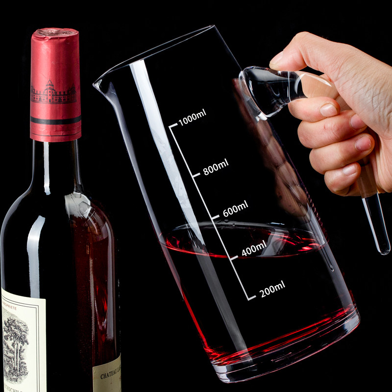 大容量带刻度红j酒分酒器加厚水晶玻璃醒酒器家用白酒倒酒器分酒