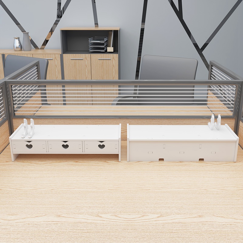 台式电脑显示器增高架底座办公桌面收纳I盒置物架抬加高支架带抽