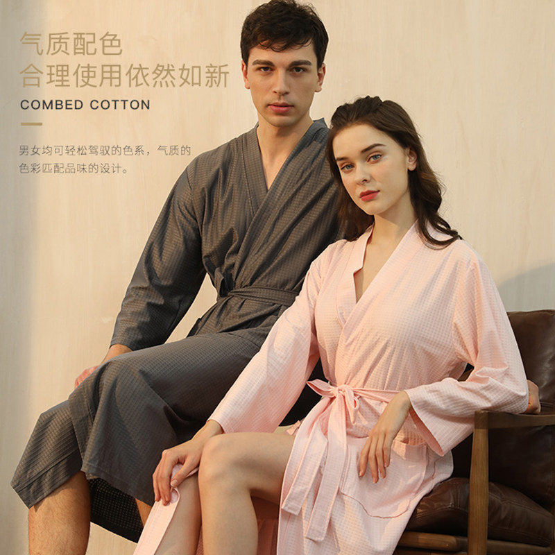 春秋季情侣一对男女士和服v中长款吸水美容院专用浴袍加肥大码睡