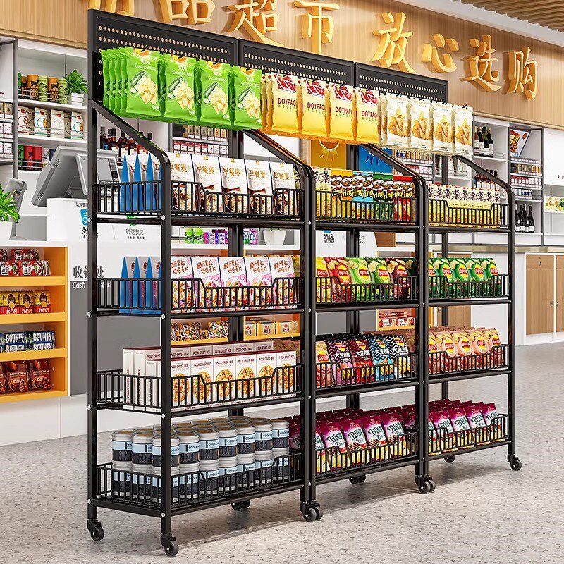 零食多层货e架超市便利店玩具展示陈列柜可移动水杯饮料收纳置物