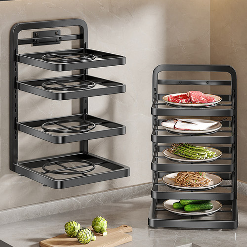 厨房备菜置物架免打孔配菜盘多层碗碟收纳架墙面壁挂折Z叠台面架