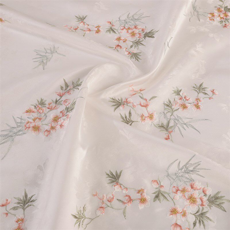 《XX020杏花春雨》宋锦绣花面料古风高档次刺Q绣做女装汉服裙子布