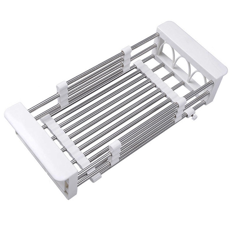 宝优妮厨房水槽沥水架置r物架可伸缩不锈钢沥水篮碗架碗碟收纳架