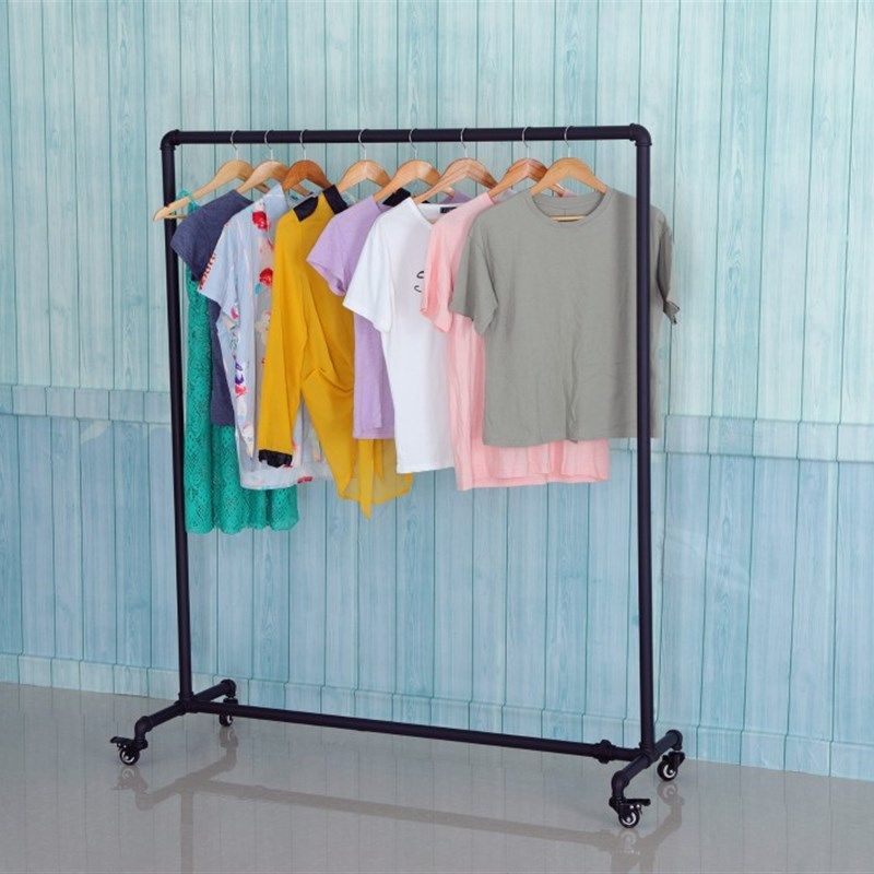 服装店展示架落地式带轮水管衣架女装可移动挂衣杆铁Y艺复古龙门