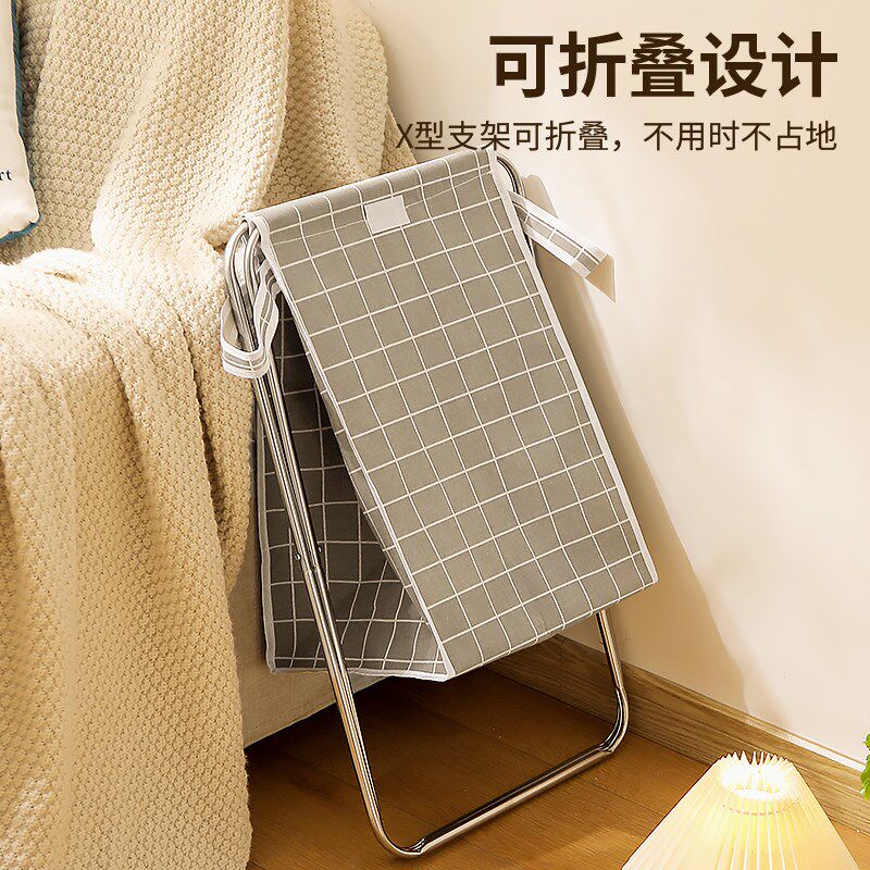 脏衣服收纳筐脏衣篓家用可折叠脏衣篮高颜值带盖污衣篮.大号分区