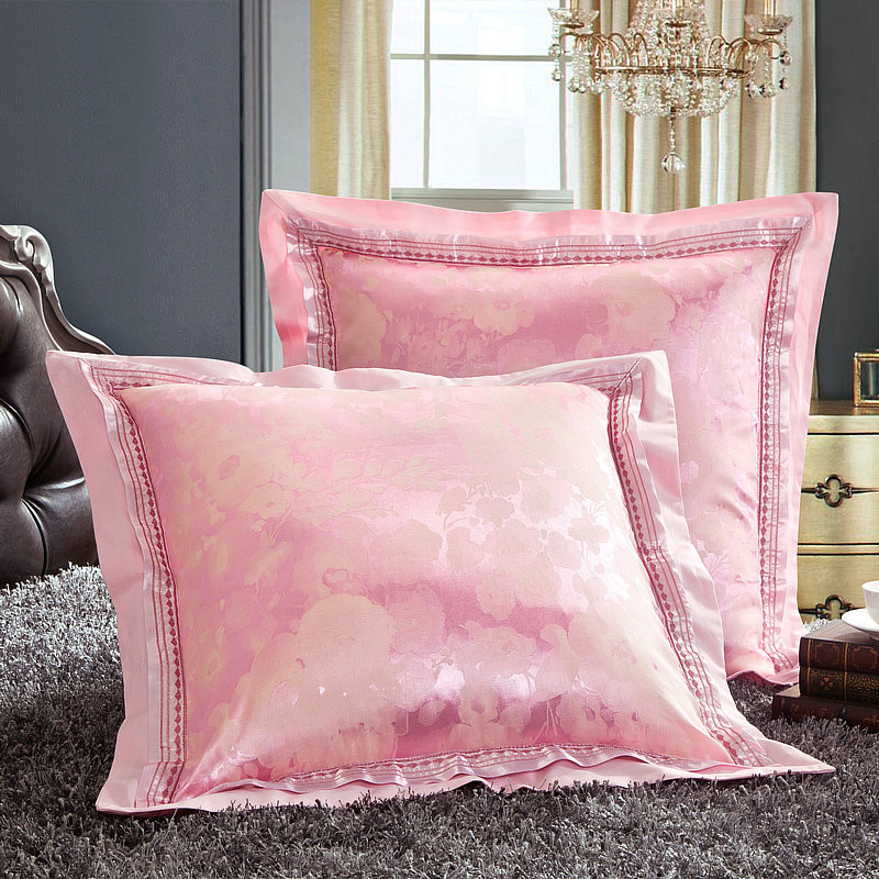 欧式纯棉贡缎提g花结婚庆靠垫套沙发床头靠枕50抱枕大60x60不含芯