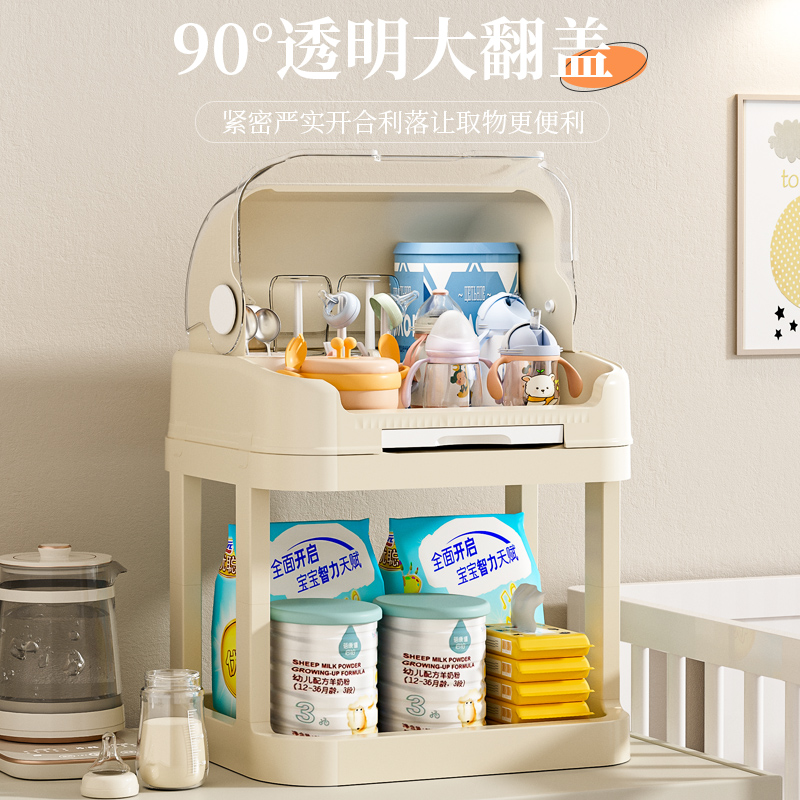 放宝宝奶瓶收纳盒装o婴儿餐具碗筷辅食工具箱防尘沥水储物柜置物