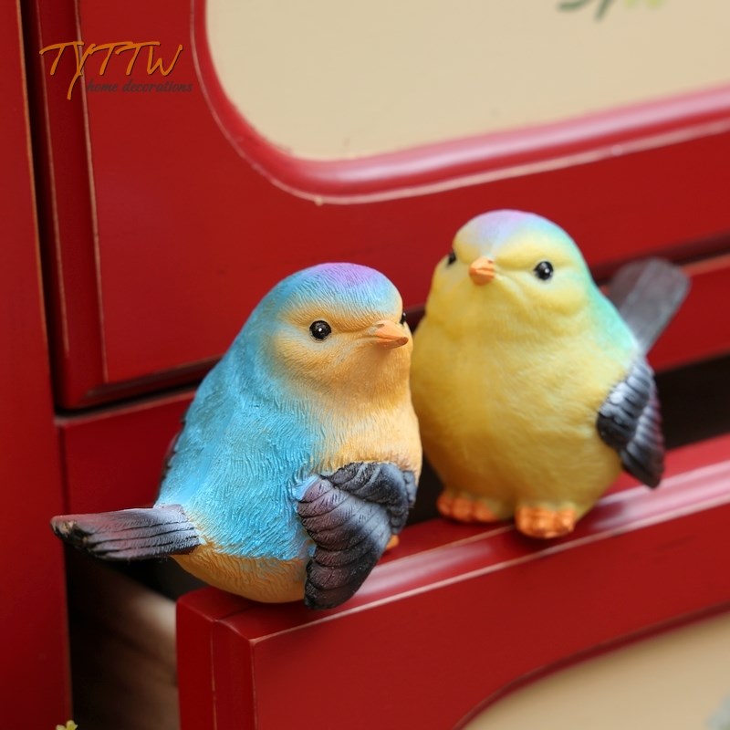 美式乡村田园风格自由的彩v色小鸟摆件庭院花园阳台玄关橱窗摆件