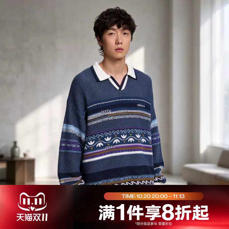 滔搏adidas阿迪达斯三叶草男子POLO运动休闲套头衫毛衣LD3287