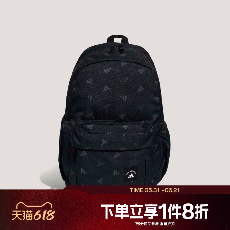 滔搏adidas阿迪达斯男女LOGO满印学生书包双拉链双肩背包KR5127