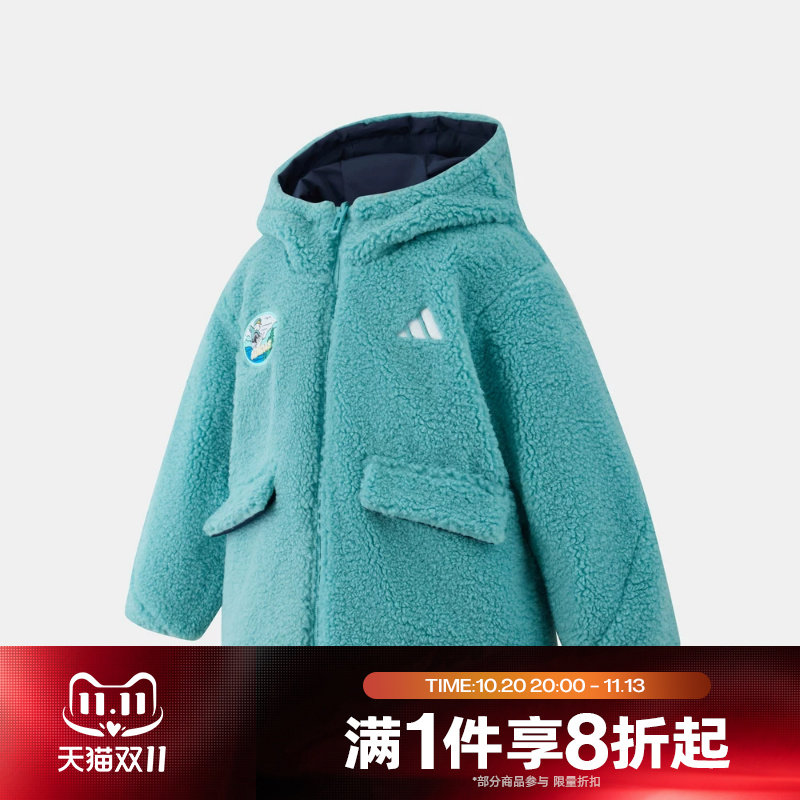 滔搏adidas阿迪达斯儿童双面穿毛绒印花棉服运动休闲外套KC2820