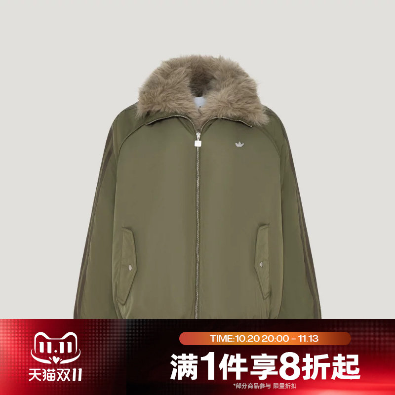 滔搏adidas阿迪达斯三叶草女子运动休闲舒适棉服外套LH9656