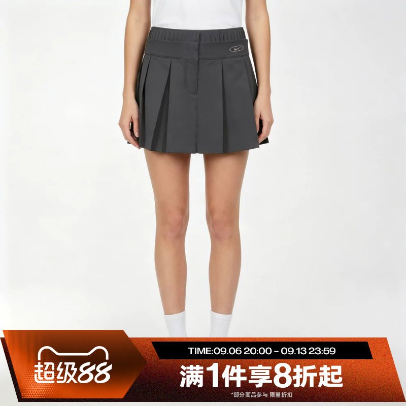 滔搏NIKE耐克女子黑色褶裥短裙网球运动休闲半身裙IO9612-010