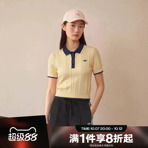 滔搏adidas阿迪达斯三叶草女子学院风复古运动休闲短袖T恤KT1862