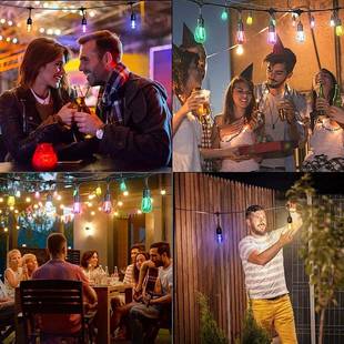 太阳能1OVW4灯户外串幻庭院装 亚马逊新款 S饰露营灯RGB圣诞彩球泡