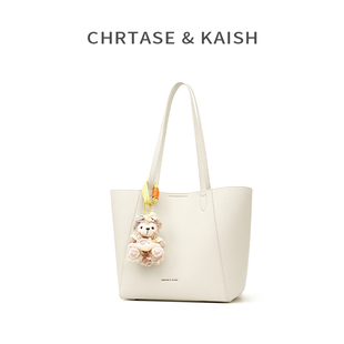 CHRTASE&KAISH官網(wǎng)新款 大容量大包牛皮托特包通勤白色包單肩女包