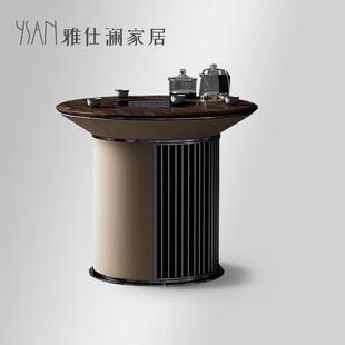 意式 雅仕澜 轻奢高端黑胡桃木茶桌别墅家用阳台高级功夫茶台泡茶