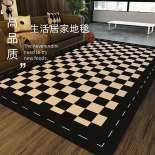棋盘格地毯客厅可擦免洗垫子pvc防水地垫卧室中古防滑门口办公室