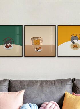 多巴胺北欧现代Stealin-cat偷腥的小猫装饰画卧室ins插画