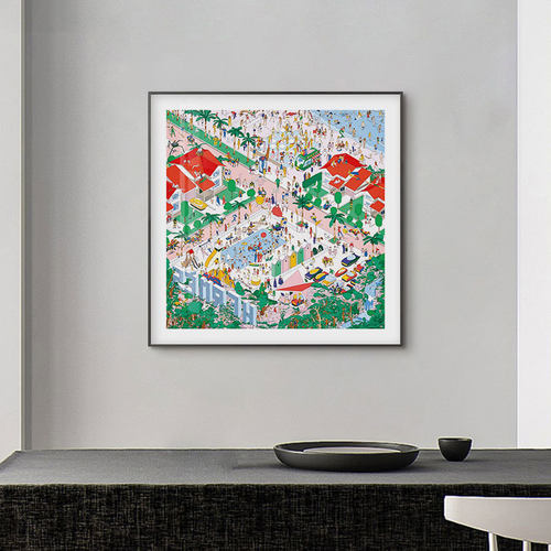 北欧小众趣味海边沙滩小众装饰画高端轻奢挂画酒店走廊过道版画
