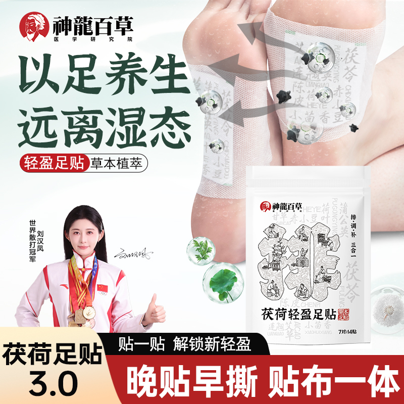 神龙百草茯荷轻盈足贴爻草荷叶茯苓甘草陈皮三伏脚底心贴A1
