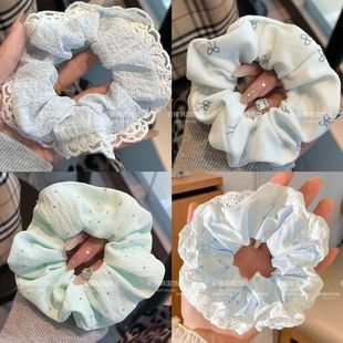 海盐芝士蓝温柔蝴蝶结大肠发圈日韩ins新款甜美仙女发圈韩系慵懒