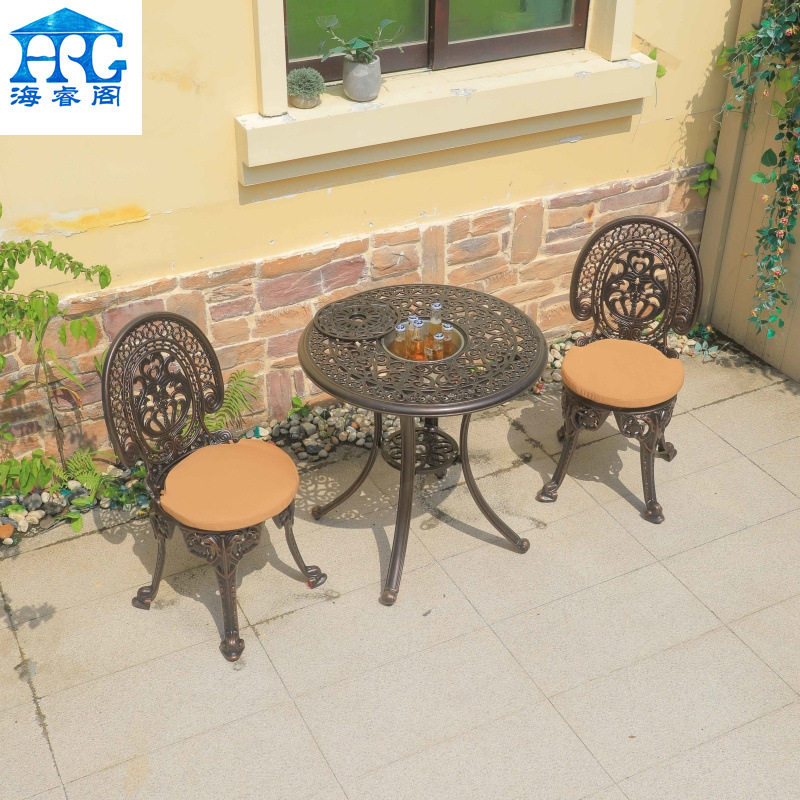 户外皇冠椅庭院室外带冰桶茶几阳台休闲靠背铸铝金属桌椅三件套,住宅家具,桌椅套件,淘宝优惠券,粉丝福利购,淘宝优惠卷