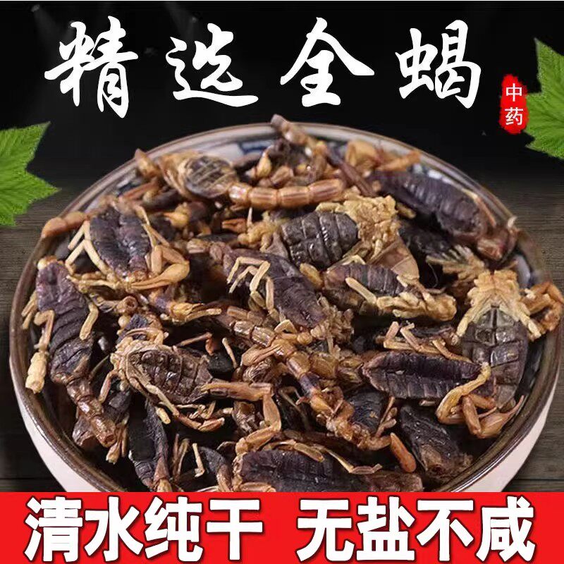 十足全干全虫蝎子干中药材100g清水全蝎干钳蝎整条全蝎干蜈蚣水蛭
