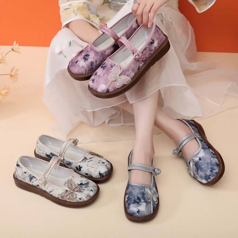 秋季百搭软底中国风老北京布鞋休闲蝴蝶古典民族风汉服鞋平底单鞋