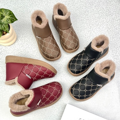 2025冬季时尚百搭女士雪地靴厚底防滑加绒保暖棉靴大棉鞋女一脚蹬