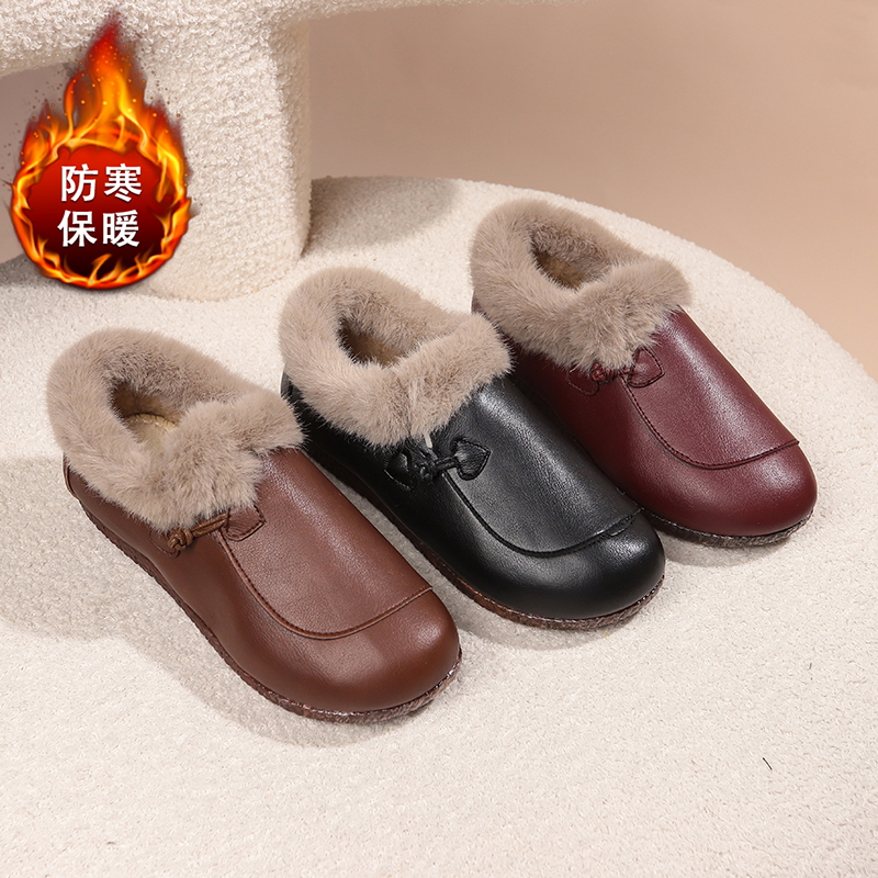 冬季新款棉鞋女时尚百搭外穿防水毛毛鞋休闲平底保暖一脚蹬懒人鞋