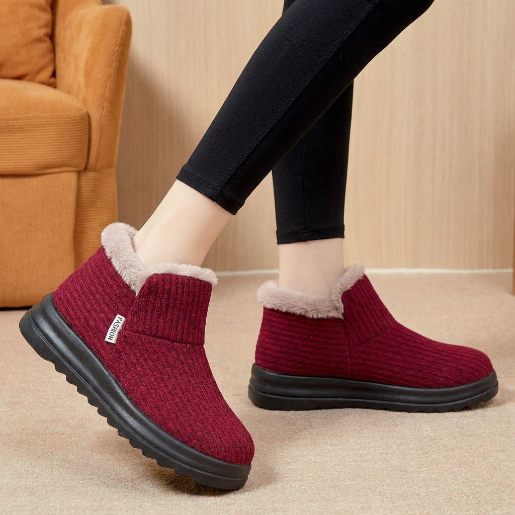 一脚蹬妈妈鞋棉防寒保暖加绒女士雪地靴冬季加厚棉靴时尚休闲