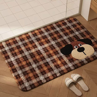 美式仿亚麻编织浴室地垫卫生间厕所门口吸水速干脚垫踩脚地毯耐脏