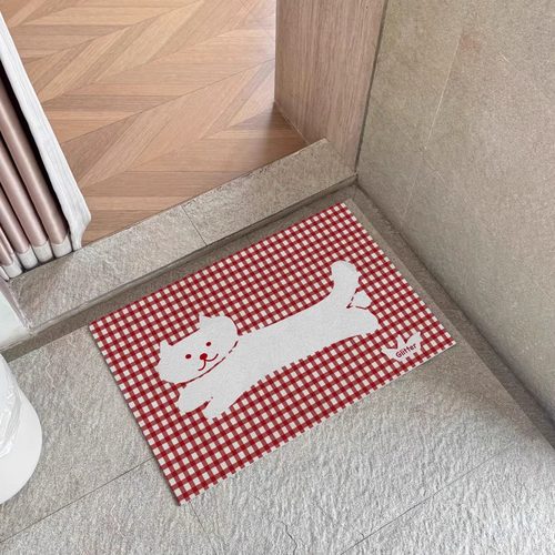 小猫浴室吸水脚垫软皮革地垫ins超吸水防滑卫生间浴室门加厚脚垫