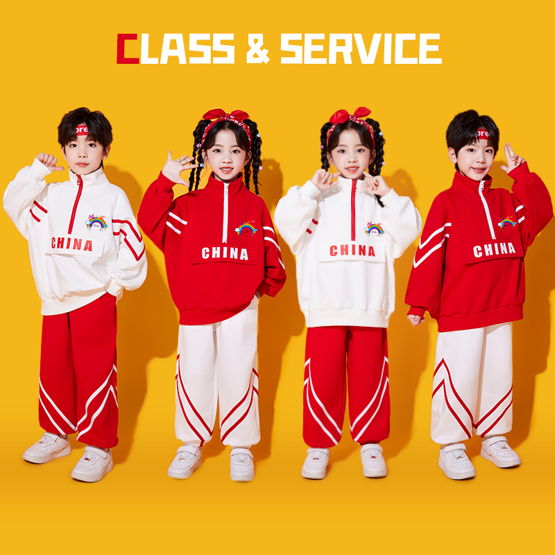 六一儿童啦啦队演出服小学生运动会服装中国风喜庆套装幼儿园校服