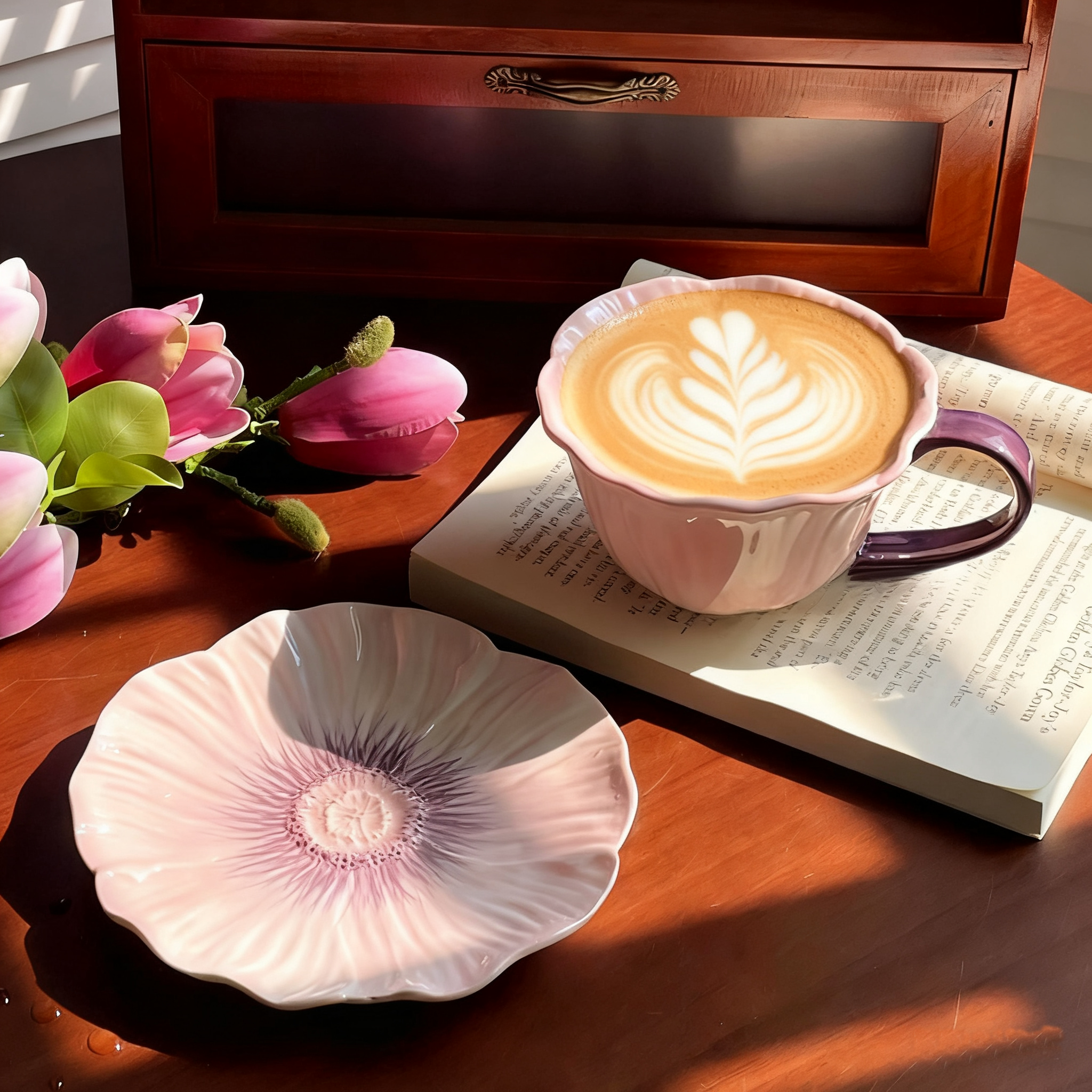 特别好看的手绘咖啡杯碟套装