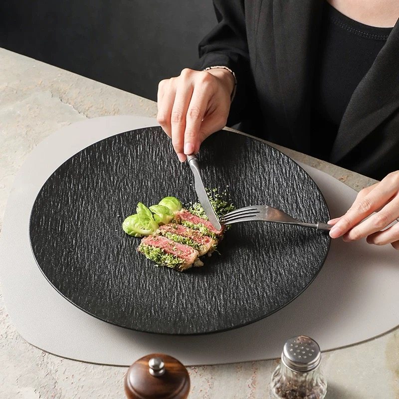 牛排盘子特别好看的高级感餐盘家用菜盘2025新款陶瓷牛扒意面碟盘,餐饮具,盘,淘宝优惠券,粉丝福利购,淘宝优惠卷