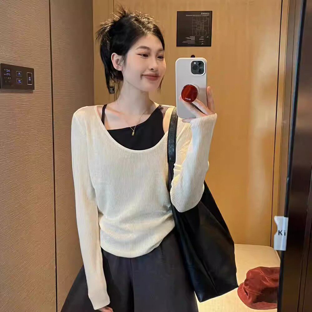 Tagkita大码拼接假两件上衣慵懒显瘦款29.9元