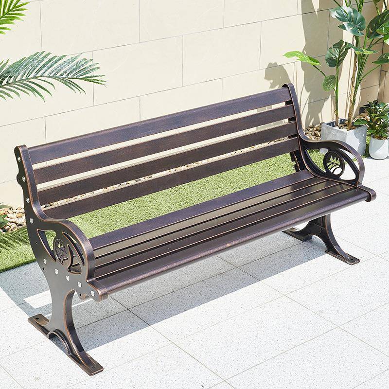 铸铝公园椅户外不锈钢长条凳子休闲广场椅长座椅室外庭院靠背长椅