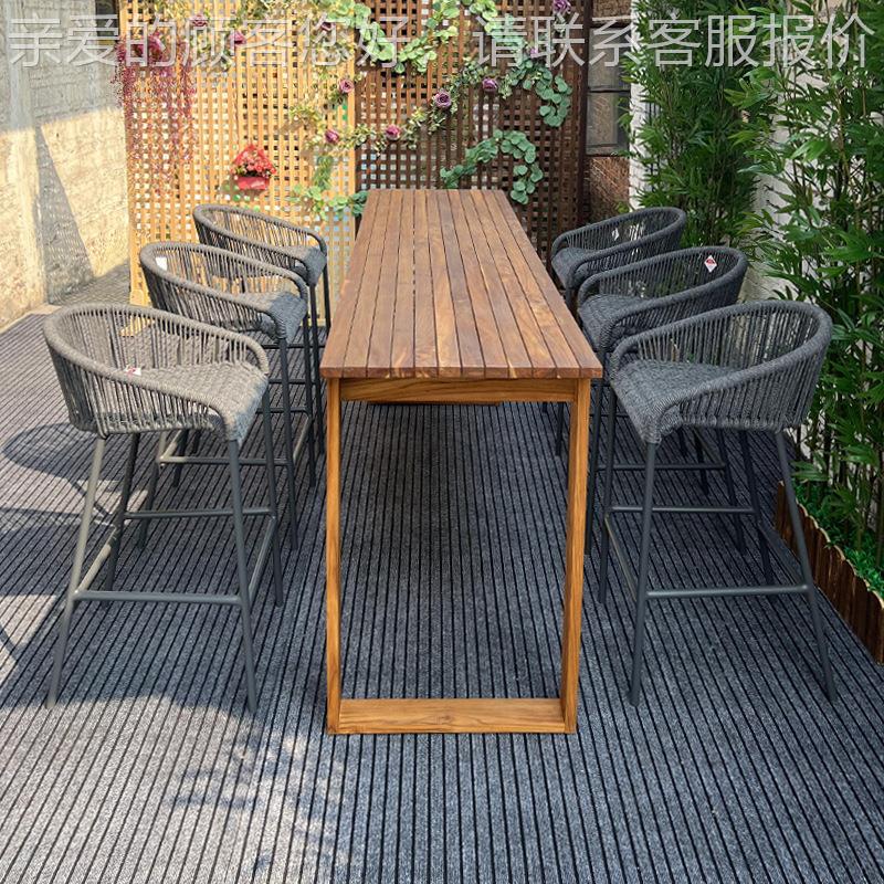 户外庭院防99木组桌椅合奶茶店咖啡厅桌椅组合露天花阳园台吧台腐