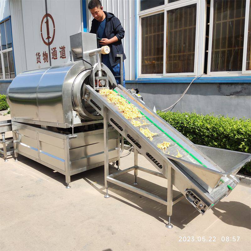 滚筒撒粉拌料机均匀布料 调味品加工设备特价 薯片调味撒粉拌料机