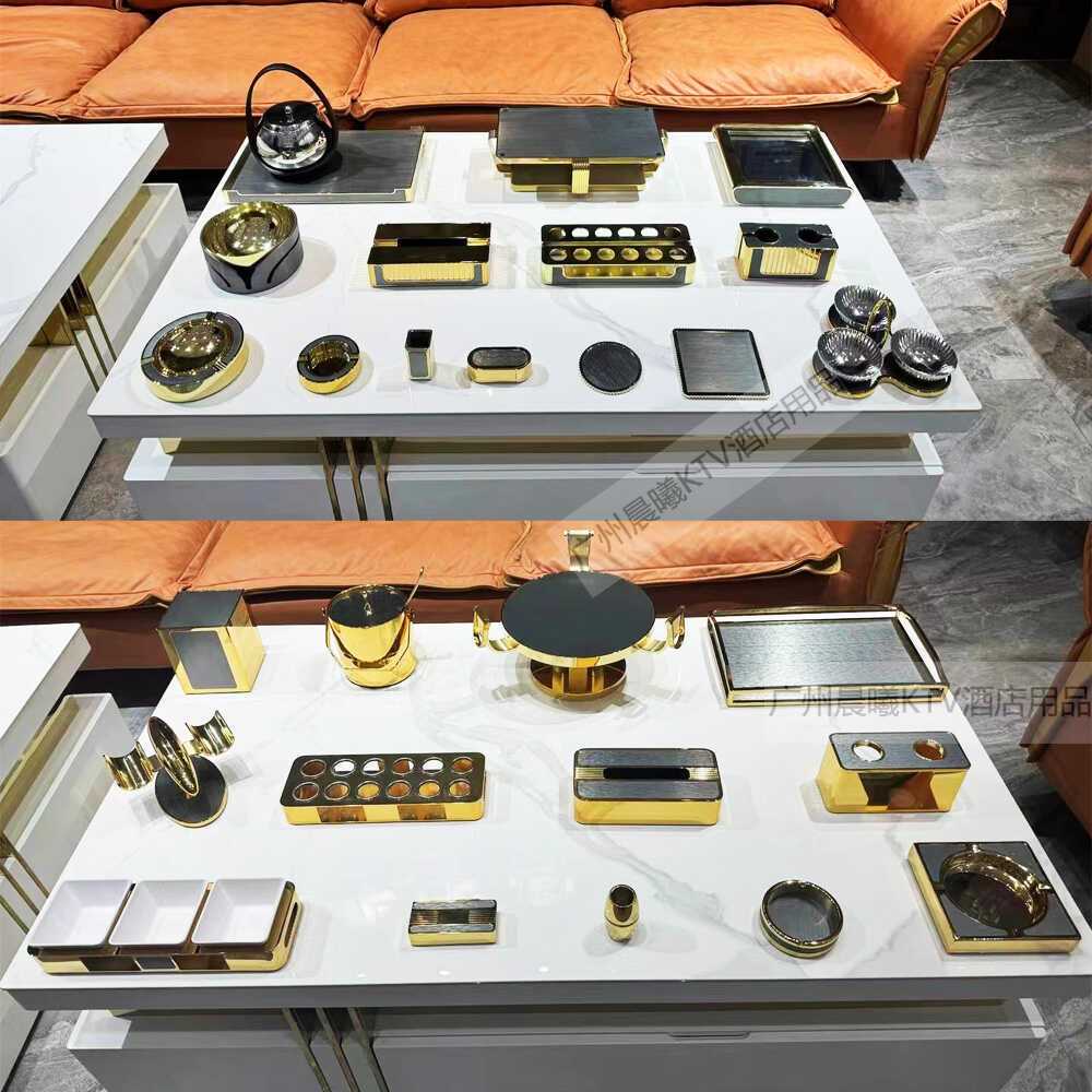 新款派对KTV摆台商务包厢用品果盘架全套话筒架烟缸桌面摆件图片