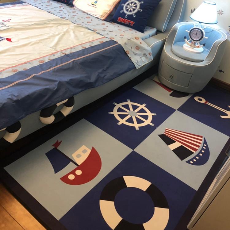 儿童房地毯卧室房间床边地毯男孩客厅游戏地垫男童卡通地毯可定制