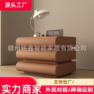 新款中古风实木三抽多功能床头柜创意现代简约卧室床边柜收纳