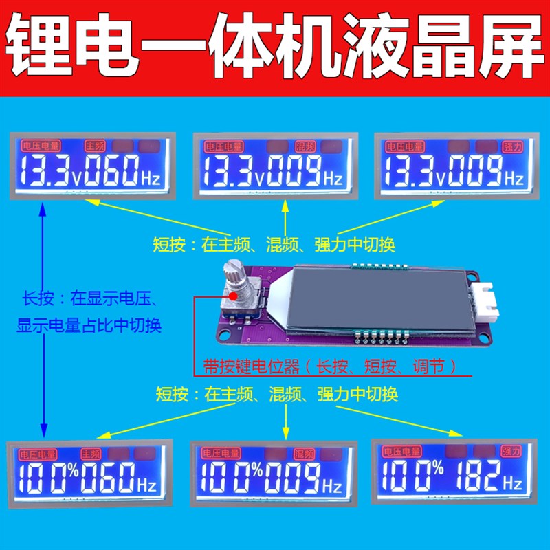 锂电池一体机液晶显示屏电量电压表数显表数字显示器频率表头配件图片