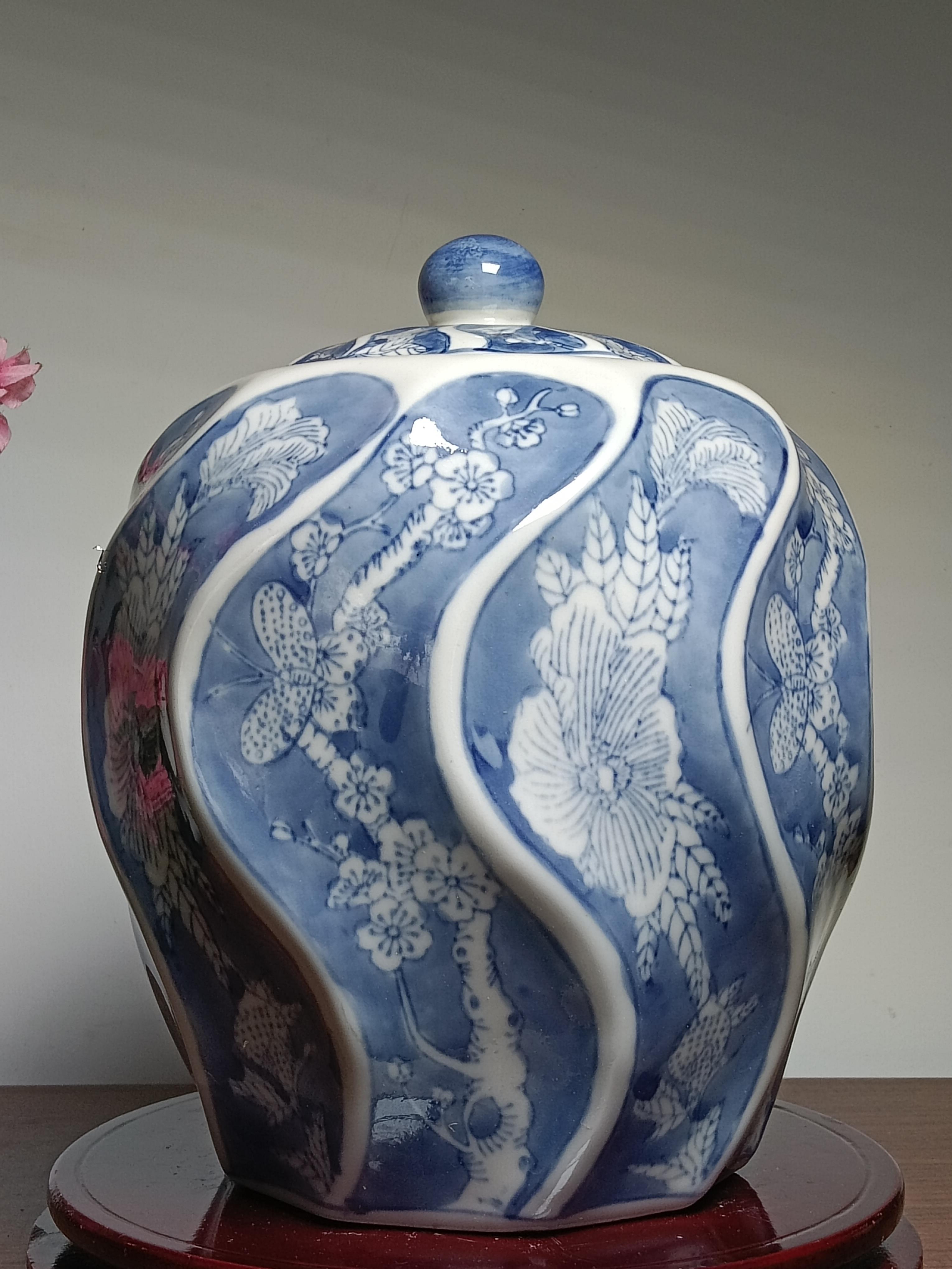 陶瓷插花瓶储物罐中式青花瓷摆件玄关家居装饰品